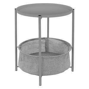 ml-design Beistelltisch mit abnehmbarer Tablett, ø 46x51 cm, Grau, aus Metall, Couchtisch inkl. Korb als Stauraum, Sofatisch Tisch Tabletttisch Wohnzimmertisch