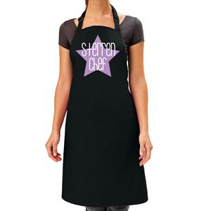 Bellatio Decorations Cadeau schort dames - sterren chef - paars - keukenschort - bbq - keukenprinses -