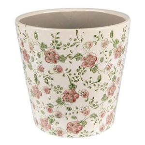 Clayre & Eef Bloempot Ã 19x18 cm Roze Beige Keramiek Bloemen Bloempot