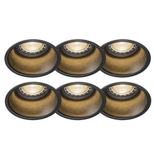 qazqa Set mit 6 Einbauspots schwarz rund - Dept - Schwarz