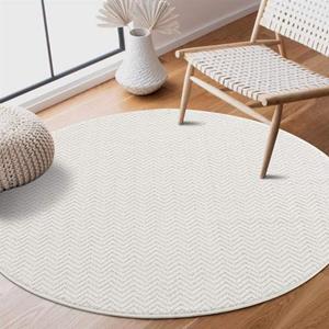 Carpet City Teppich "233-82-FANCY805-R", rund, Kurzflor, Einfarbig, 3D-Optik, Zickzack Look