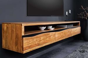 Invicta Interior Hangend tv-meubel MAMMUT 160 cm bruin acaciahoningafwerking massief houten boomrand - 43709