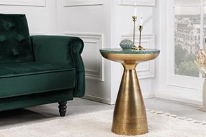 Invicta Interior Handgemaakte bijzettafel ELEMENTS 60cm goudgroen marmer rond - 42717