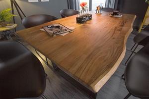 Invicta Interior Massief houten eettafel MAMMUT 160cm wilde acacia industrieel design 2,6cm tafelblad boomrand - 43470