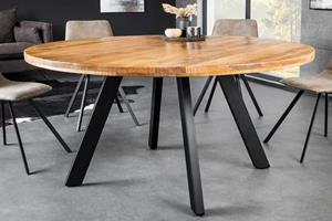 Invicta Interior Massieve eettafel IRON CRAFT 145cm naturel rond mangohout metaal industrieel design - 43836