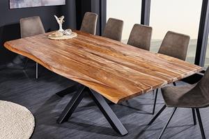 Invicta Interior Massief houten eettafel MAMMUT 200cm Sheesham zwart frame 3,5cm tafelblad boomrand - 43700