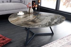 Invicta Interior Moderne salontafel MARVELOUS 90cm taupe marmeren keramiek gemaakt in Italië - 42141