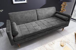 Invicta Interior Moderne slaapbank COUTURE 196cm grijs microvelours 3-zits slaapbank functie incl. Kussen - 42395