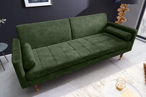 Invicta Interior Moderne slaapbank COUTURE 196cm groene microvelours 3-zits slaapbank functie incl. Kussen - 42493