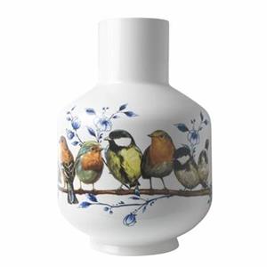 Heinen Delfts Blauw | Hoge Bolvaas Bosvogels | Ã 23 cm, H 35 cm