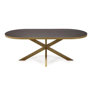 STALUX Plat Ovale eettafel Noud 210 x 100cm - goud / bruin hout - Ovaal