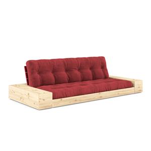 Karup-collectie Slaapbank Base Poppy Red W. 2 Sideboxes naturel hout met 5-lagen mixed matras Ruby Red