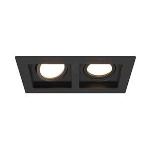 HOFTRONIC™ Fresno Dubbele Inbouwspot - Rechthoek - 2x GU10 - 4000K Neutraal wit - 10 Watt 800 lumen - Kantelbaar - IP20 stofdicht- Zwart - Met kabelconnectoren