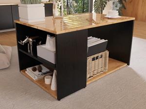 Mobistoxx Salontafel LUCO 90 cm hoogglans eik/mat zwart