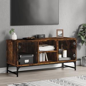 VidaXL Tv-meubel met glazen deuren 102x37x50 cm gerookt eikenkleurig