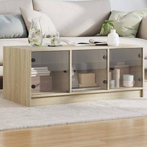 VidaXL Salontafel met glazen deuren 102x50x42 cm sonoma eikenkleurig