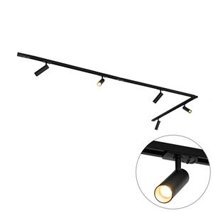 QAZQA Modern 1-fase railsysteem met 5 spots 35mm zwart - Jeana Luxe