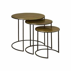 RENEW Bijzettafel Marina Set van 3 stuks - Brass Antique - Rond