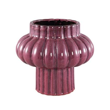 PTMD Sannee Red ceramic pot ribbed wide middle L