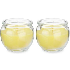 IBERGARDEN Citronella kaars in houder - 2x - glas - anti muggen - 20 branduren - D7.5 x H6 cm -