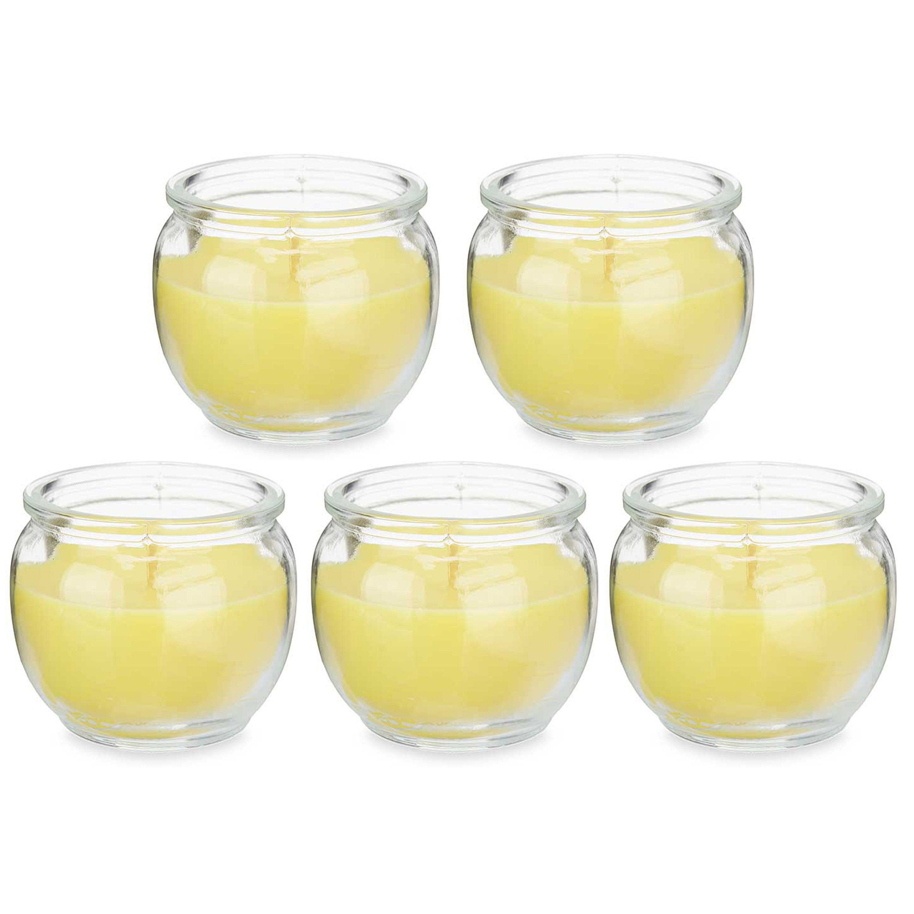 IBERGARDEN Citronella kaars in houder - 5x - glas - 20 branduren - D7.5 x H6 cm -