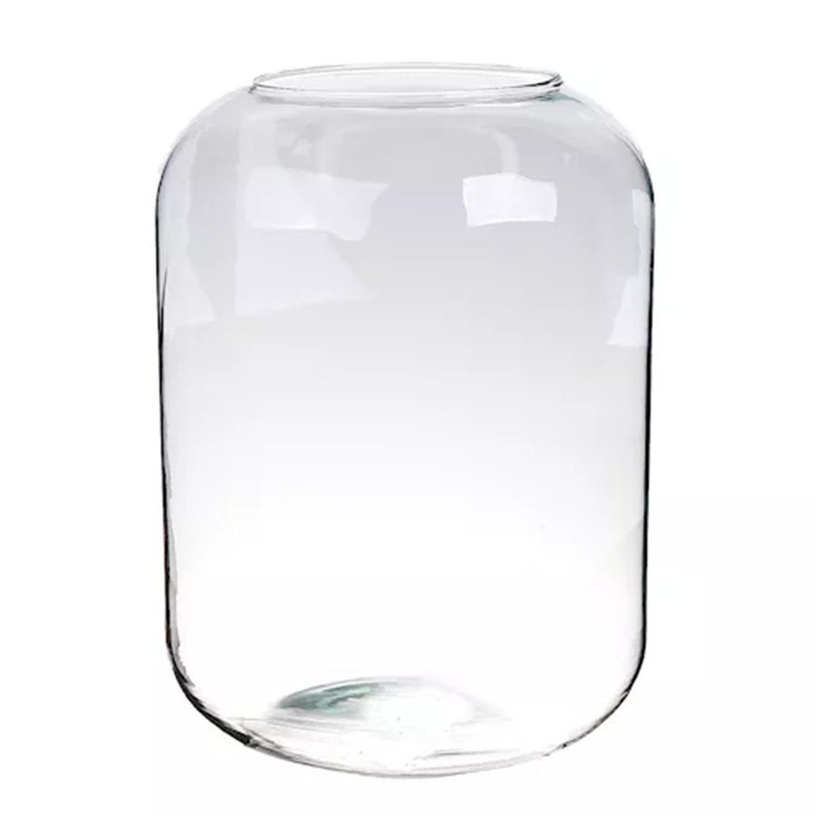 Merkloos Bloemenvaas Billie - helder transparant glas - D23 x H30 cm - decoratieve vaas - bloemen/takken -