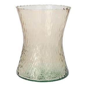 Merkloos Bloemenvaas Dion - beige transparant glas - D16 x H20 cm - decoratieve vaas - bloemen/takken -