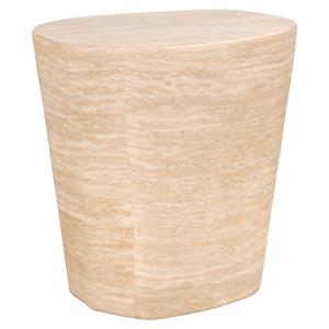 Richmond Interiors Richmond Bijzettafel Fictus Faux Travertine, 49 x 43cm - Beige