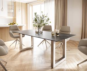 DELIFE Esstisch Edge 200x100 Keramik Laminam Noir Desir Braun Edelstahl Breit