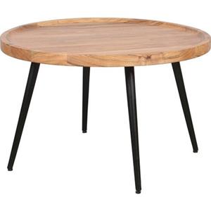 byLIVING Couchtisch "Romy", mit massiver Akazien - Platte und schwarzem Metallgestell, rund 75cm