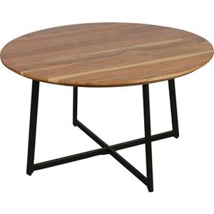 byLIVING Couchtisch "Alina", mit massiver Akazien - Platte und schwarzem Metallgestell, rund 80cm.