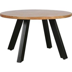 byLIVING Couchtisch "ULM", mit massiver Akazien - Platte und schwarzem Metallgestell, rund 75cm.