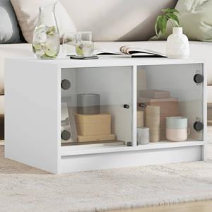 VidaXL Salontafel met glazen deuren 68x50x42 cm wit