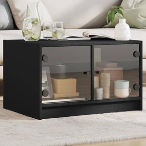VidaXL Salontafel met glazen deuren 68x50x42 cm zwart