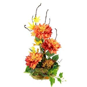 I.GE.A. Kunstbloem Dahlien-Arrangement in Pflanzschale Gesteck aus künstlichen Blumen