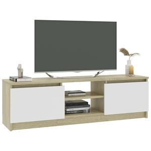 vidaXL Tv-meubel 120x30x35,5cm bewerkt hout wit en sonoma eikenkleurig