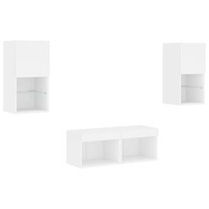 vidaXL TV-Schrank 4-tlg. TV-Wohnwand mit LED-Leuchten Weiß (1-St)