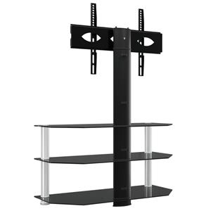 vidaXL Tv-standaard hoek 3-laags voor 32-70 inch zwart en zilverkleur