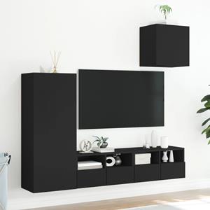 vidaXL TV-Schrank 4-tlg. Wohnwand Schwarz Holzwerkstoff (1-St)