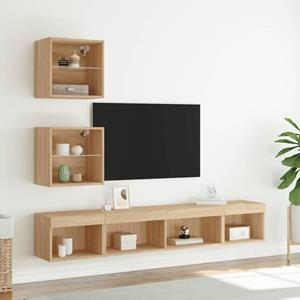 vidaXL TV-Schrank 5-tlg. Wohnwand mit LED-Beleuchtung Sonoma-Eiche Holzwerkstoff (1-St)