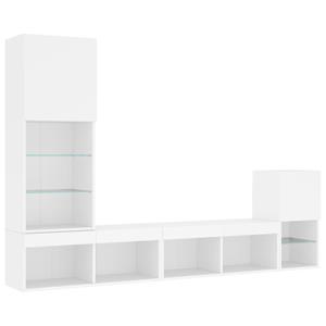 vidaXL 4-delige Tv-wandmeubelset met LED-verlichting bewerkt hout wit