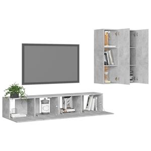 vidaXL 4-delige Tv-meubelset spaanplaat betongrijs