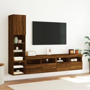 vidaXL TV-Schrank 4-tlg. Wohnwand mit LED-Beleuchtung Braun Eiche Holzwerkstoff (1-St)