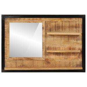 vidaXL Spiegel met schappen 80x8x55 cm glas en massief mangohout