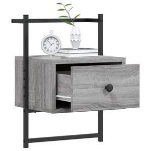 vidaXL Nachtkastjes 2 st wandgemonteerd 35x30x51 cm hout grijs sonoma
