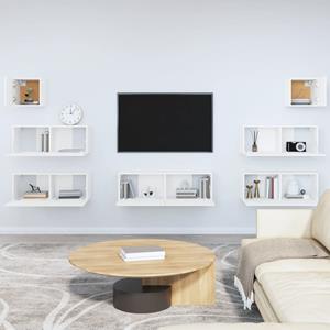 vidaXL 7-delige Tv-meubelset bewerkt hout wit