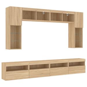 vidaxl 8-delige Tv-wandmeubelset met LED-verlichting sonoma eikenkleur