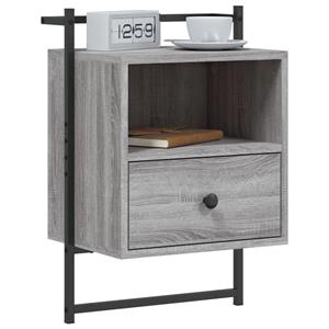 vidaXL Nachtkastjes 2 st wandgemonteerd 40x30x61 cm hout grijs sonoma