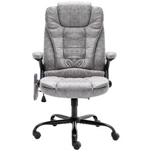 vidaXL Massagekantoorstoel kunstsuède lichtgrijs