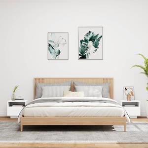 vidaXL Nachtkastjes met LED-verlichting 2 st 40x39x37 cm wit